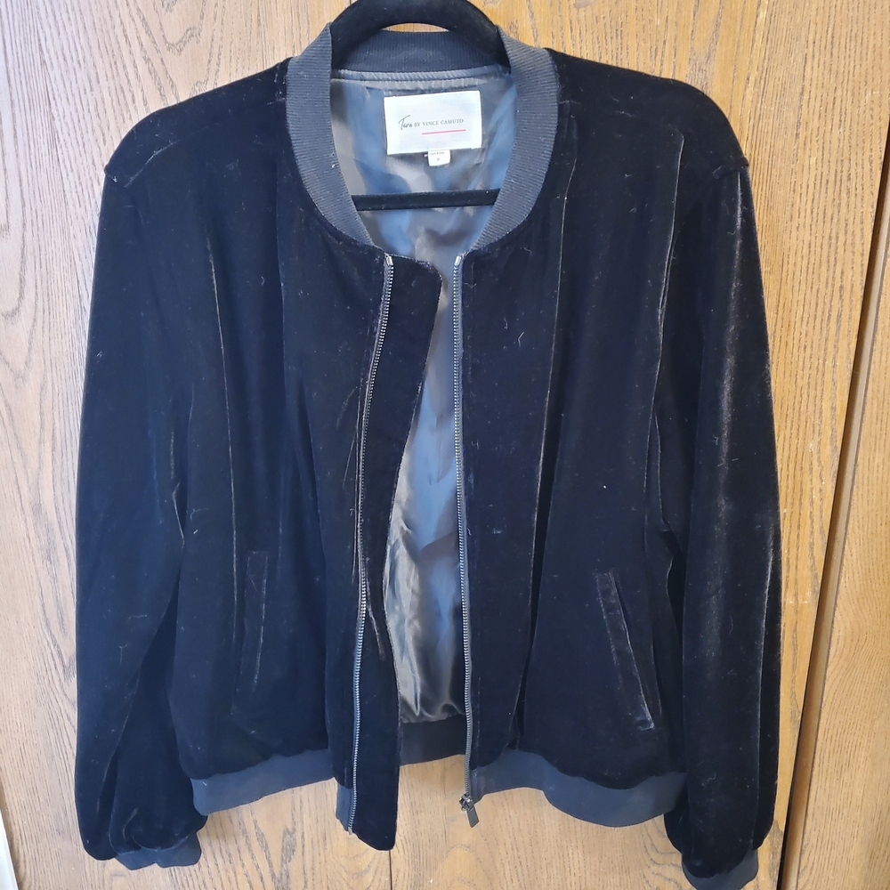 Two by Vince Camuto Black Velvet Bomber Jacket